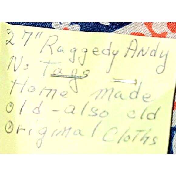 27" Vintage Homemade Raggedy Ann & Andy Doll Pair - Picture 9 of 13